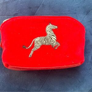 Stubbs & Wootton Red Velvet “Pocket” with Embroidered Zebra